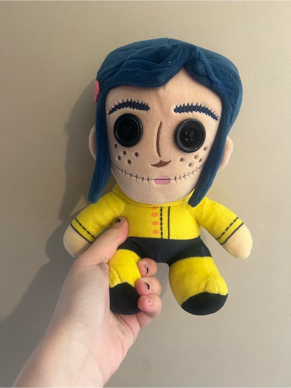 Coraline Button Eyes Plush Doll Kidrobot Phunny NECA Yellow Raincoat